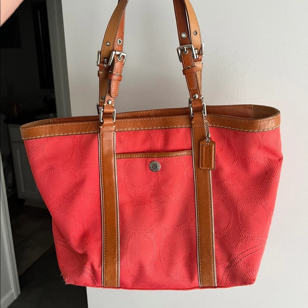Coral Coach Tote
